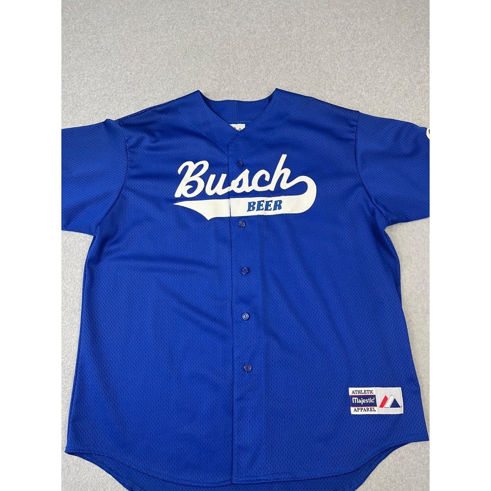 Vintage St Louis Cardinals Baseball Jersey Mens XL Blue Busch Beer Promo 90s - Picture 2 of 10